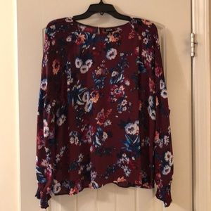 a.n.a Burgundy blouse with floral print